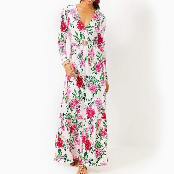 Lilly Pulitzer Hartley Maxi Dress Coconut Safari Sanctuary - Picture 2 of 15